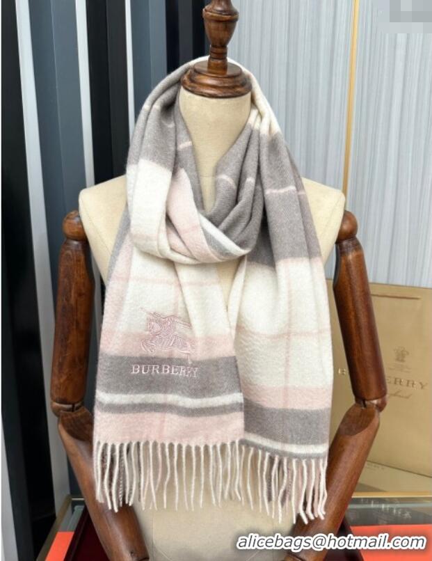 Well Crafted Burberry Check Cashmere Long Scarf 32x180 082109 Light Pink 2024