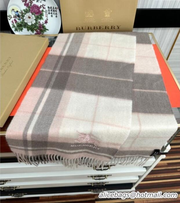 Well Crafted Burberry Check Cashmere Long Scarf 32x180 082109 Light Pink 2024