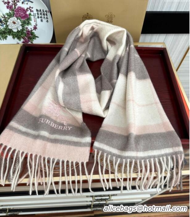 Well Crafted Burberry Check Cashmere Long Scarf 32x180 082109 Light Pink 2024