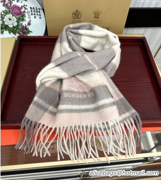 Well Crafted Burberry Check Cashmere Long Scarf 32x180 082109 Light Pink 2024