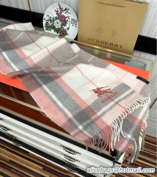 Reasonable Price Burberry Check Cashmere Long Scarf 32x180 082110 Pink 2024