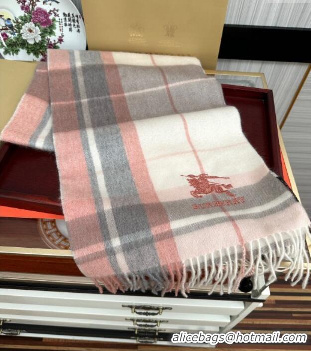 Reasonable Price Burberry Check Cashmere Long Scarf 32x180 082110 Pink 2024