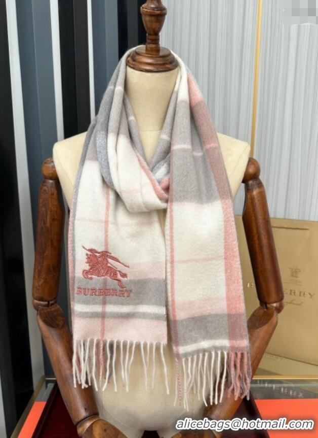 Reasonable Price Burberry Check Cashmere Long Scarf 32x180 082110 Pink 2024