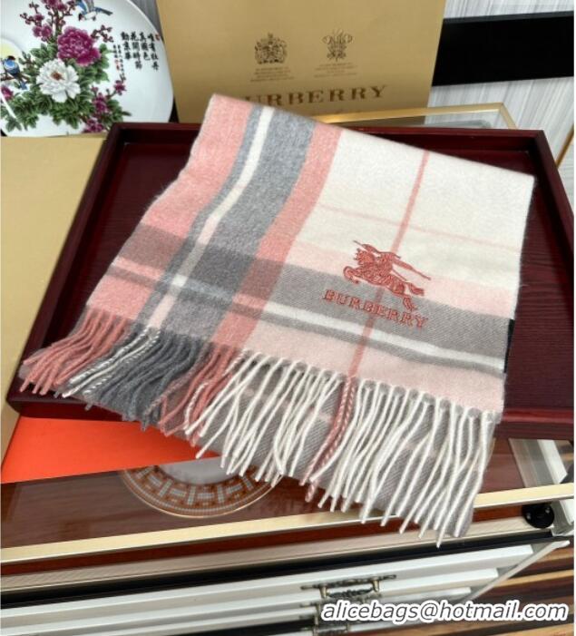 Reasonable Price Burberry Check Cashmere Long Scarf 32x180 082110 Pink 2024