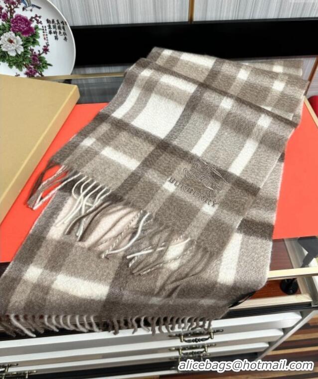 Top Grade Burberry Check Cashmere Long Scarf 32x180 082111 Grey 2024