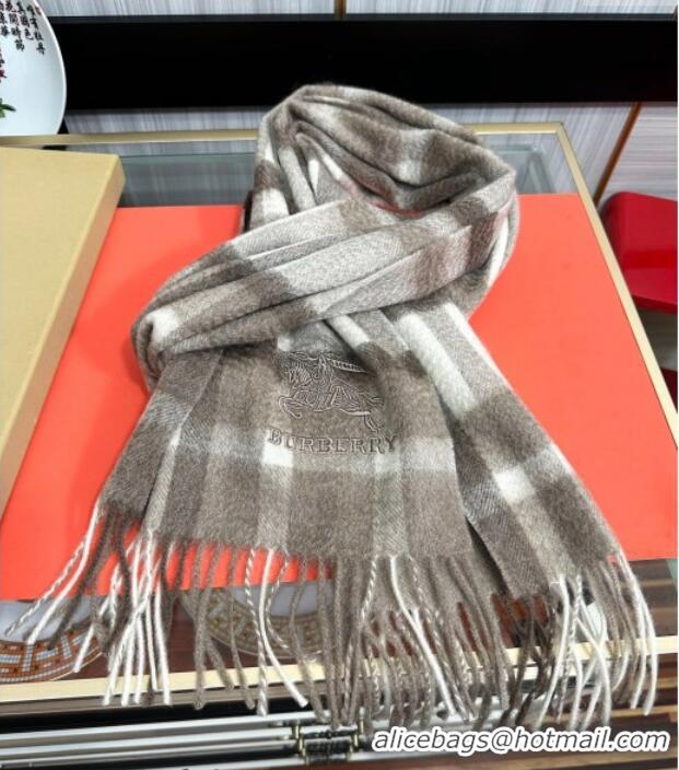 Top Grade Burberry Check Cashmere Long Scarf 32x180 082111 Grey 2024