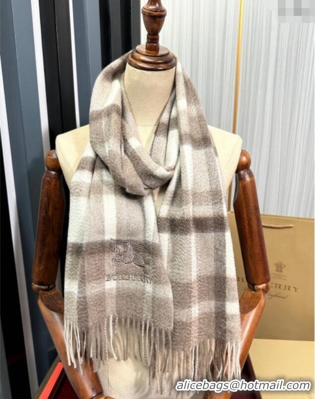 Top Grade Burberry Check Cashmere Long Scarf 32x180 082111 Grey 2024