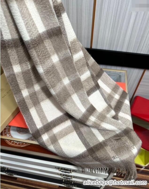 Top Grade Burberry Check Cashmere Long Scarf 32x180 082111 Grey 2024