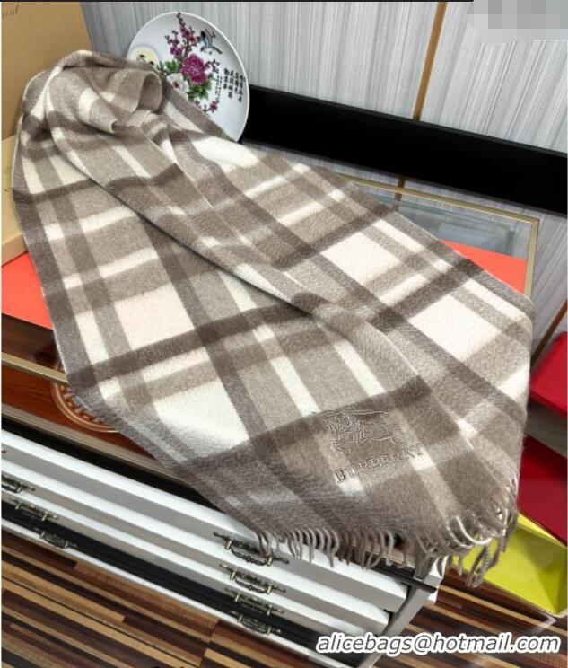 Top Grade Burberry Check Cashmere Long Scarf 32x180 082111 Grey 2024