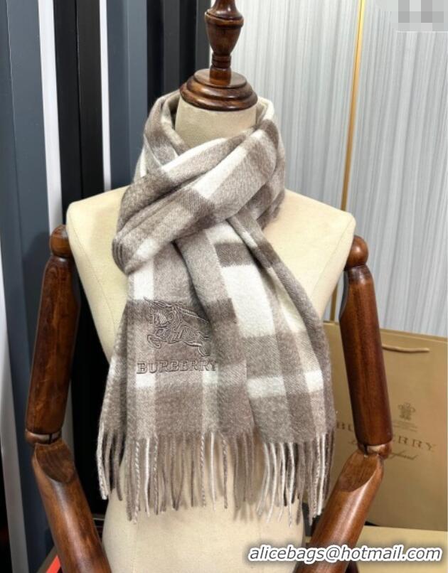 Top Grade Burberry Check Cashmere Long Scarf 32x180 082111 Grey 2024