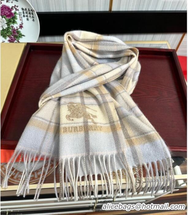 Discount Burberry Check Cashmere Long Scarf 32x180 082117 Blue/Beige 2024