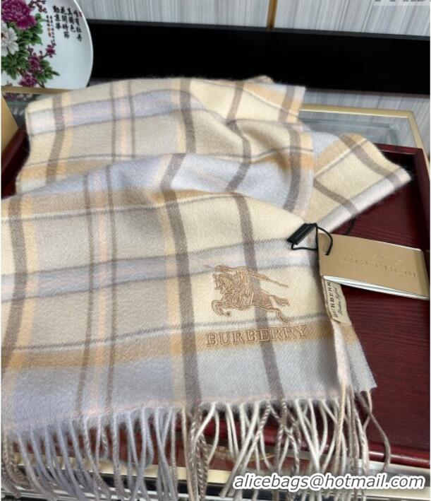 Discount Burberry Check Cashmere Long Scarf 32x180 082117 Blue/Beige 2024