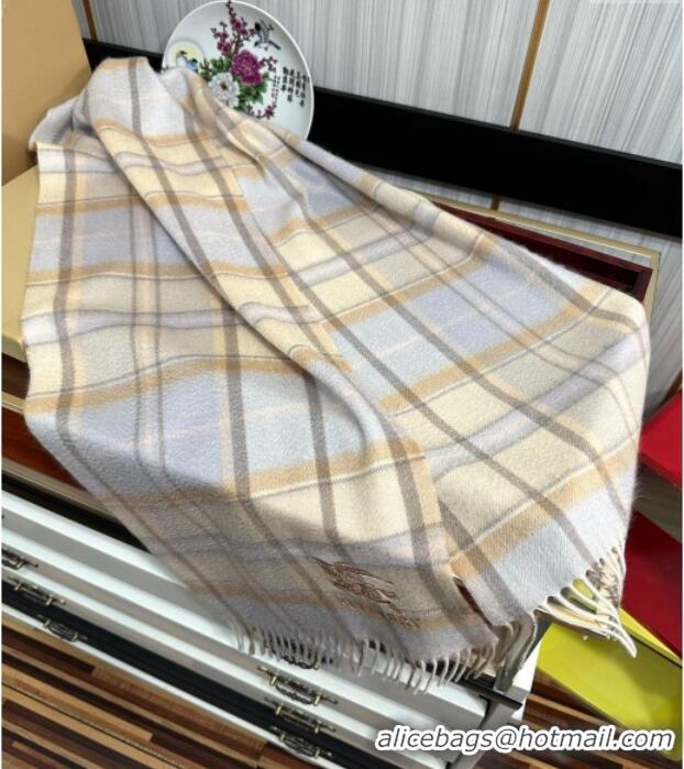 Discount Burberry Check Cashmere Long Scarf 32x180 082117 Blue/Beige 2024