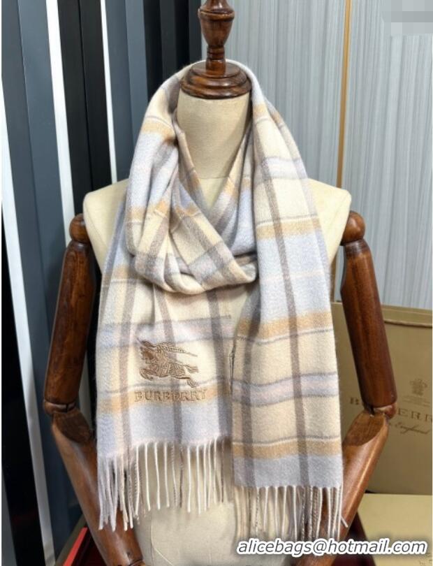 Discount Burberry Check Cashmere Long Scarf 32x180 082117 Blue/Beige 2024