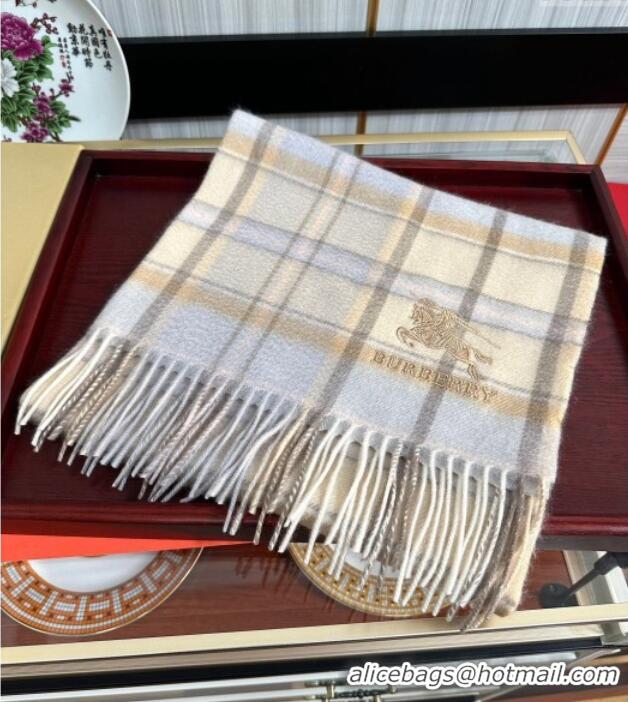 Discount Burberry Check Cashmere Long Scarf 32x180 082117 Blue/Beige 2024