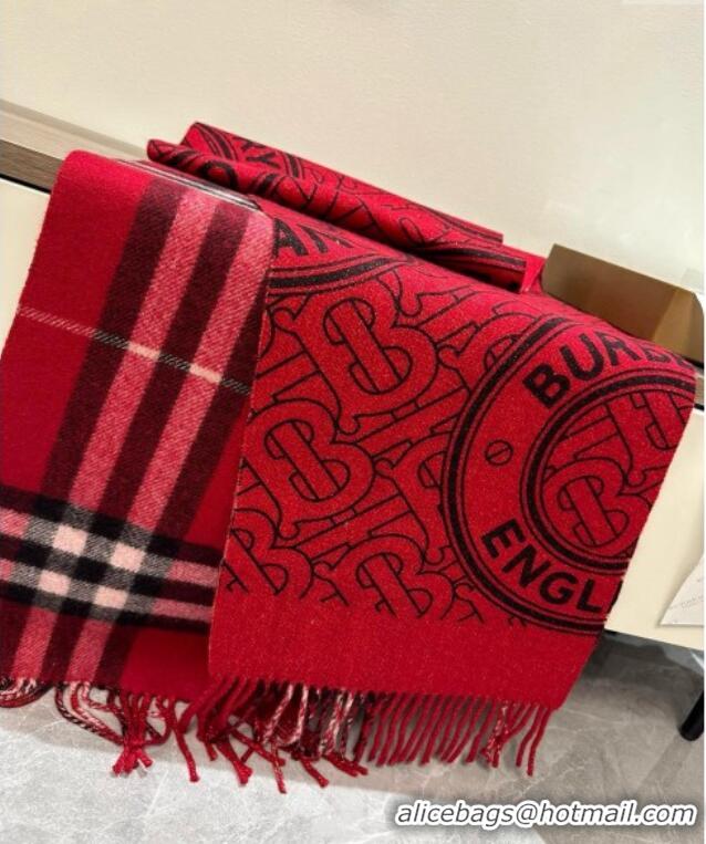 Well Crafted Burberry TB Cashmere Long Scarf 30x190 BR102101 Red 2024