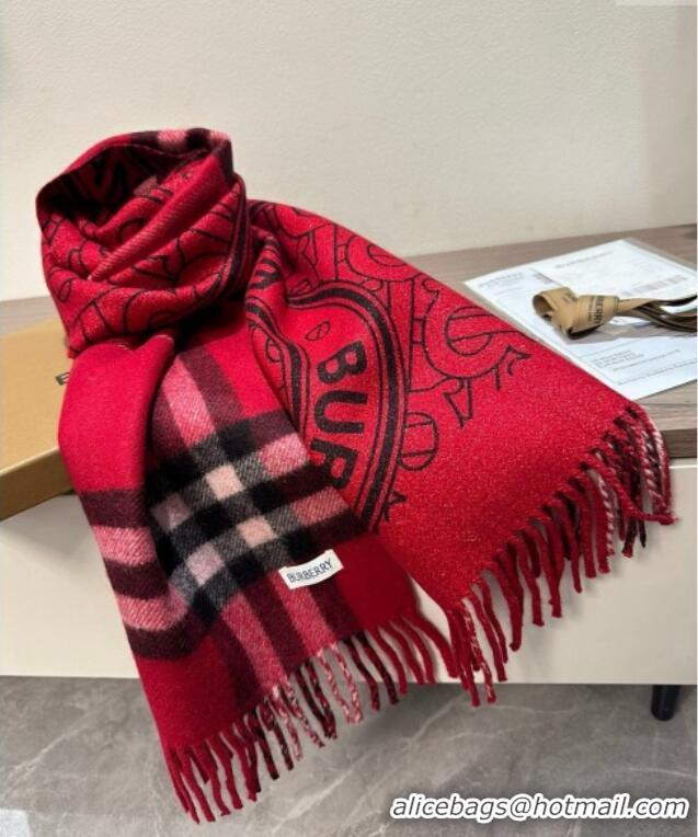 Well Crafted Burberry TB Cashmere Long Scarf 30x190 BR102101 Red 2024