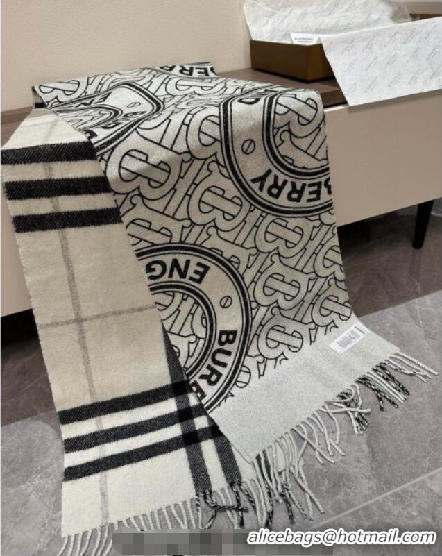 Classic Discount Burberry TB Cashmere Long Scarf 30x190 BR102101 Light Grey 2024