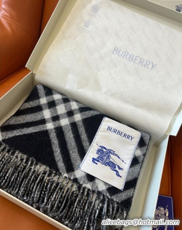 Cheapest Burberry Check Cashmere Scarf B112509 Black 2024 Top Quality