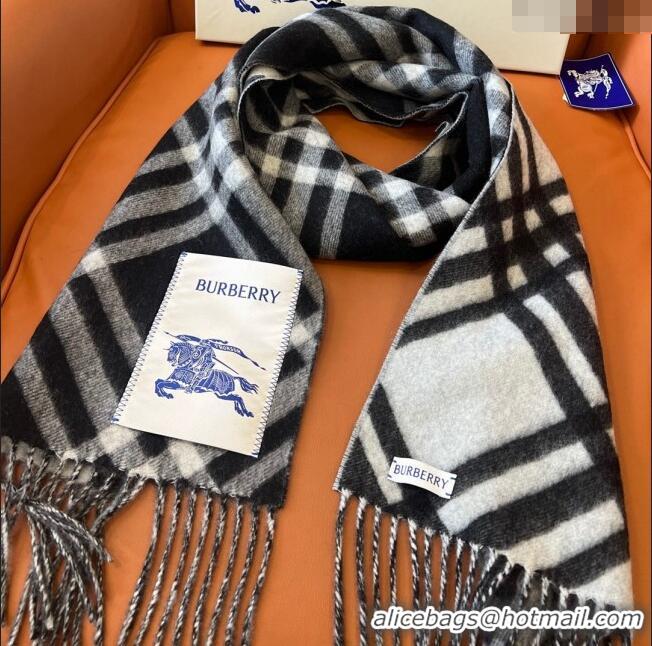 Cheapest Burberry Check Cashmere Scarf B112509 Black 2024 Top Quality