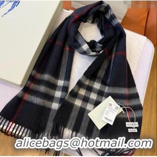 Well Crafted Burberry Check Cashmere Scarf B112511 Deep Blue 2024 Top Quality