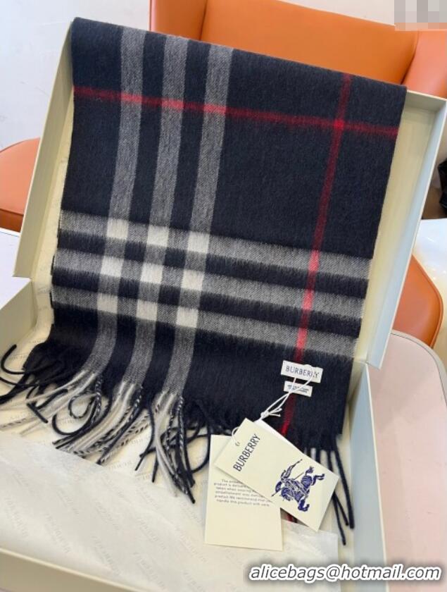 Well Crafted Burberry Check Cashmere Scarf B112511 Deep Blue 2024 Top Quality