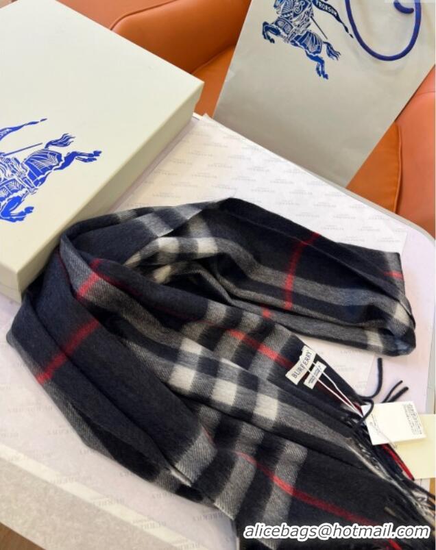 Well Crafted Burberry Check Cashmere Scarf B112511 Deep Blue 2024 Top Quality