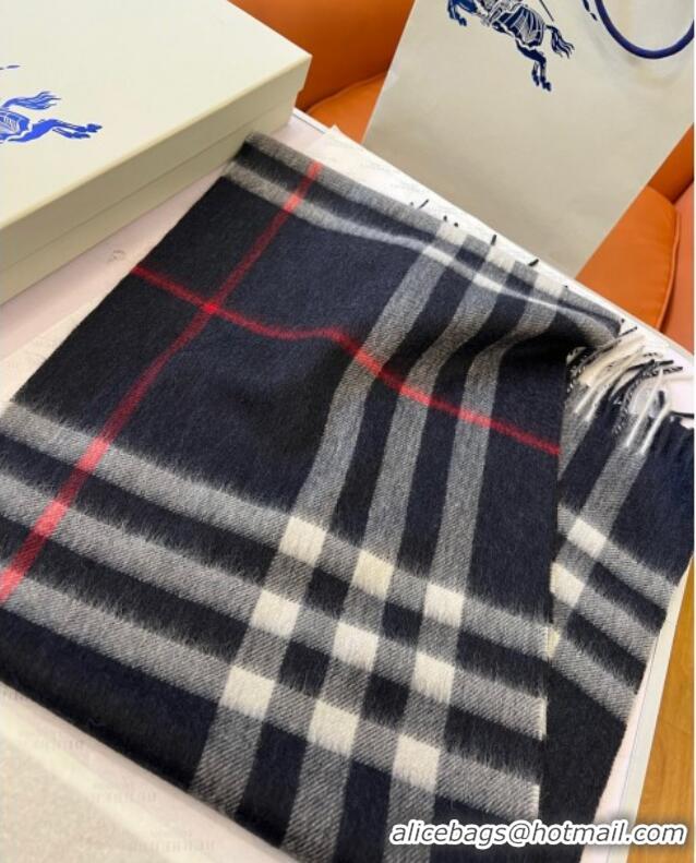 Well Crafted Burberry Check Cashmere Scarf B112511 Deep Blue 2024 Top Quality