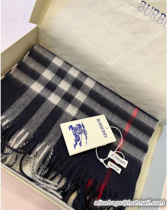 Well Crafted Burberry Check Cashmere Scarf B112511 Deep Blue 2024 Top Quality