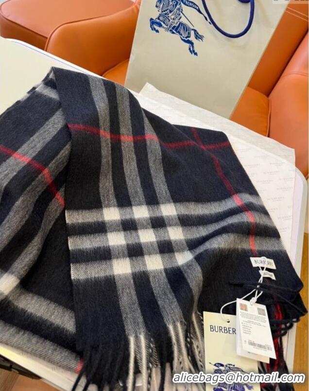 Well Crafted Burberry Check Cashmere Scarf B112511 Deep Blue 2024 Top Quality