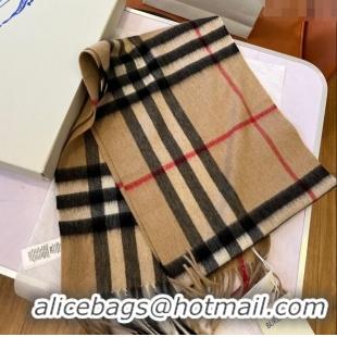 Unique Style Burberry Check Cashmere Scarf B112510 Khaki 2024 Top Quality