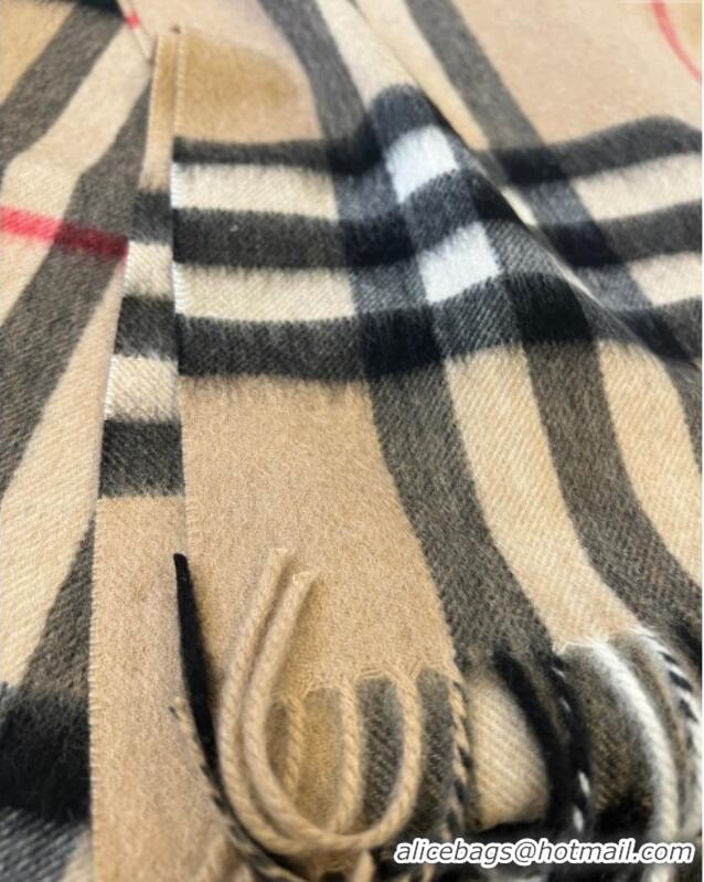 Unique Style Burberry Check Cashmere Scarf B112510 Khaki 2024 Top Quality