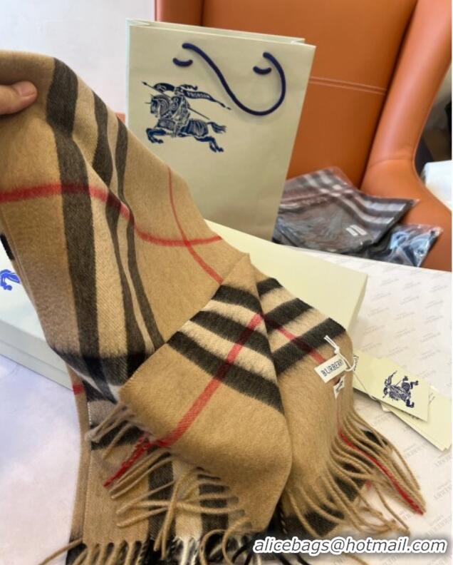 Unique Style Burberry Check Cashmere Scarf B112510 Khaki 2024 Top Quality