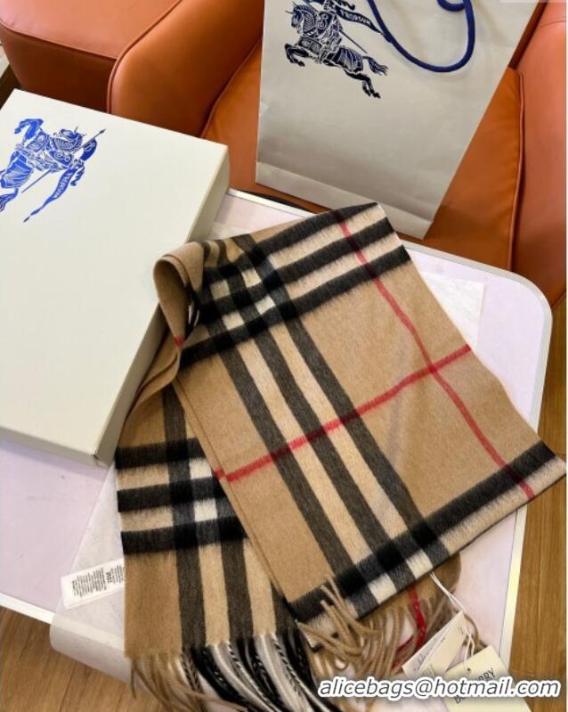 Unique Style Burberry Check Cashmere Scarf B112510 Khaki 2024 Top Quality