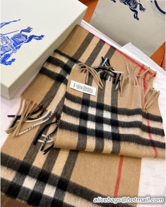 Unique Style Burberry Check Cashmere Scarf B112510 Khaki 2024 Top Quality