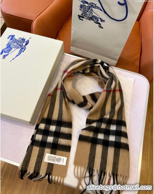 Unique Style Burberry Check Cashmere Scarf B112510 Khaki 2024 Top Quality