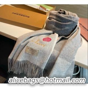 Best Quality Burberry Heart Cashmere Long Scarf 70x200cm 1128 Grey 2024 