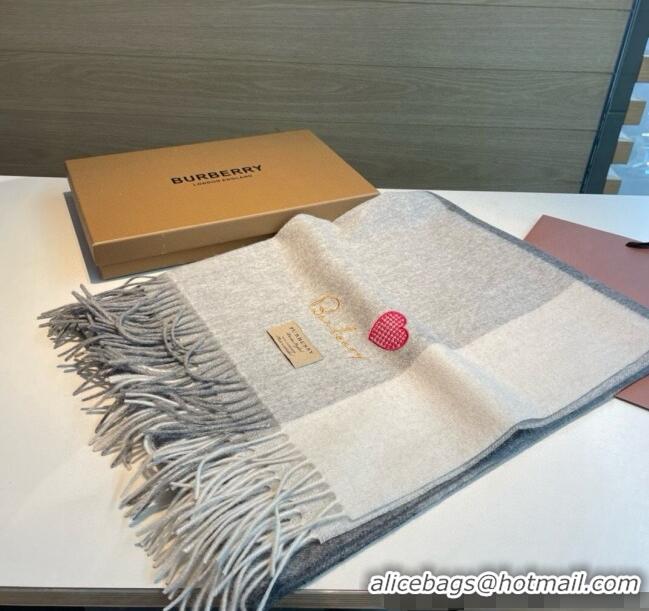 Best Quality Burberry Heart Cashmere Long Scarf 70x200cm 1128 Grey 2024 