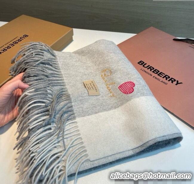 Best Quality Burberry Heart Cashmere Long Scarf 70x200cm 1128 Grey 2024 