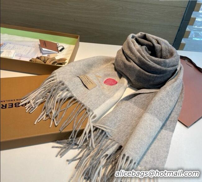 Best Quality Burberry Heart Cashmere Long Scarf 70x200cm 1128 Grey 2024 