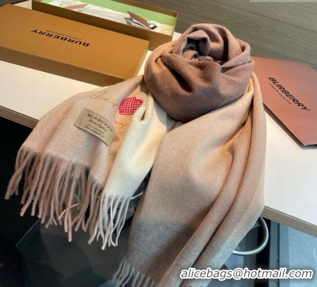 Good Quality Burberry Heart Cashmere Long Scarf 70x200cm 1128 Beige 2024