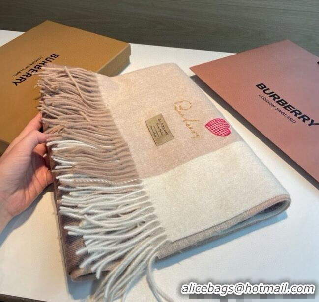 Good Quality Burberry Heart Cashmere Long Scarf 70x200cm 1128 Beige 2024