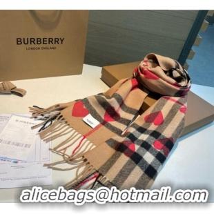 Good Taste Burberry Heart Cashmere Long Scarf 30x168cm B1128 2024