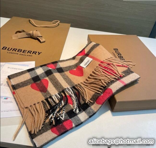 Good Taste Burberry Heart Cashmere Long Scarf 30x168cm B1128 2024