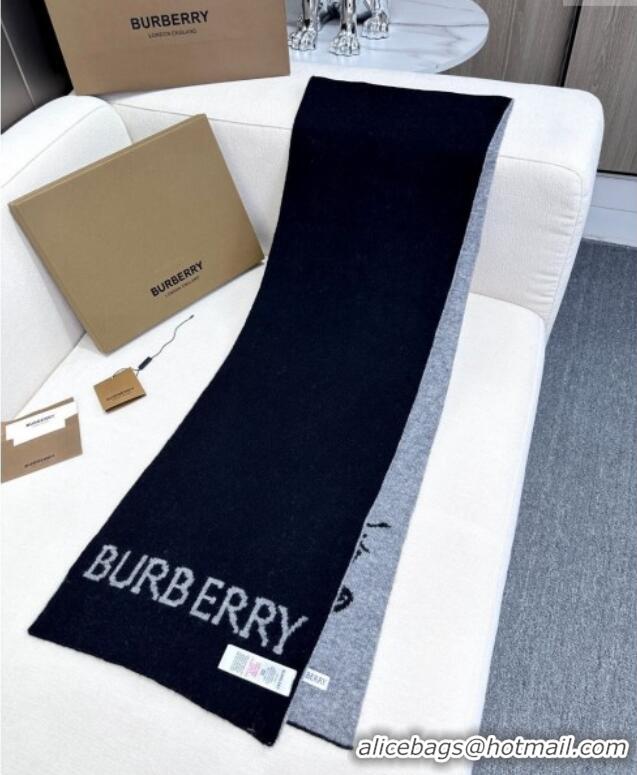 Famous Brand Burberry Equestrian Knight Cashmere Long Scarf 30x180cm 1128 Grey/Black 2024