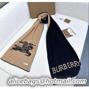 Luxurious Burberry Equestrian Knight Cashmere Long Scarf 30x180cm 1128 Beige/Black 2024