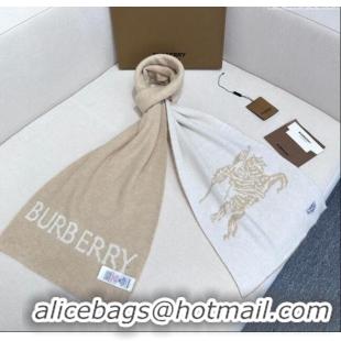 Affordable Price Burberry Equestrian Knight Cashmere Long Scarf 30x180cm 1128 Beige/White 2024