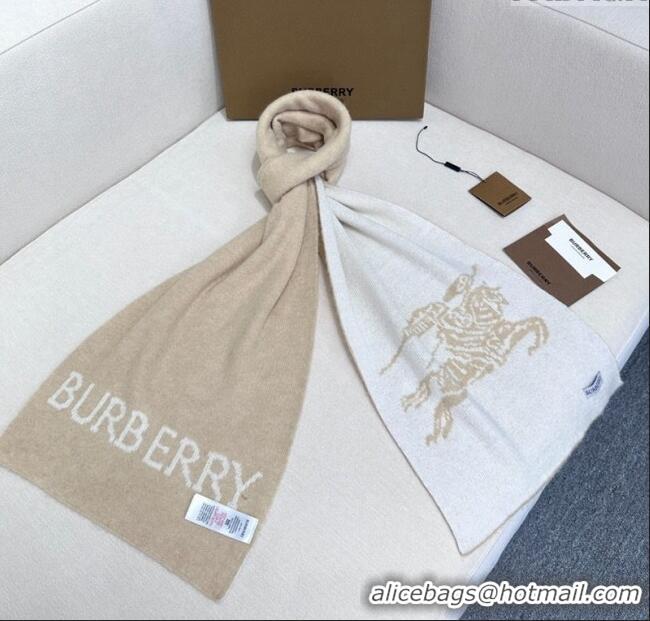 Affordable Price Burberry Equestrian Knight Cashmere Long Scarf 30x180cm 1128 Beige/White 2024