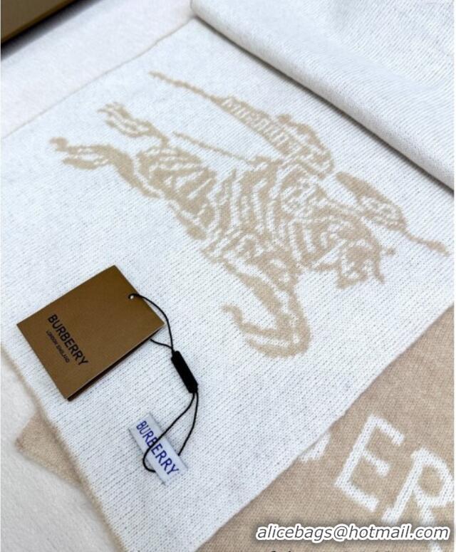 Affordable Price Burberry Equestrian Knight Cashmere Long Scarf 30x180cm 1128 Beige/White 2024