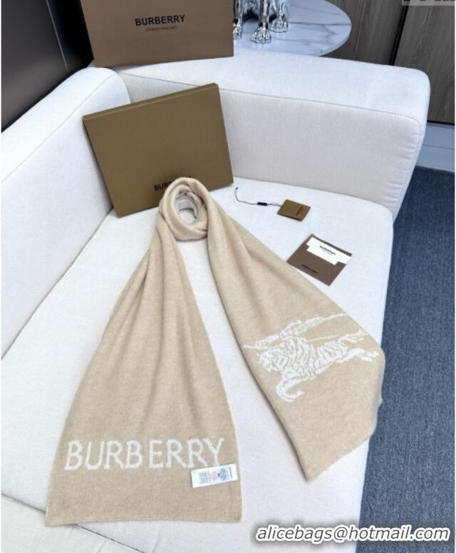 Affordable Price Burberry Equestrian Knight Cashmere Long Scarf 30x180cm 1128 Beige/White 2024